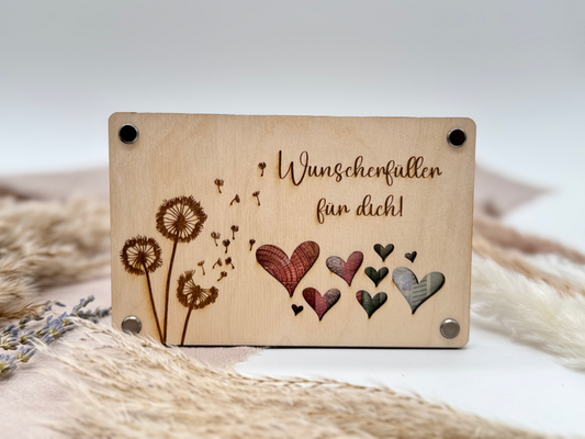 Geldgeschenk „Wunscherfüller“ – Personalisiertes Wunscherfüller-Geschenk aus Holz