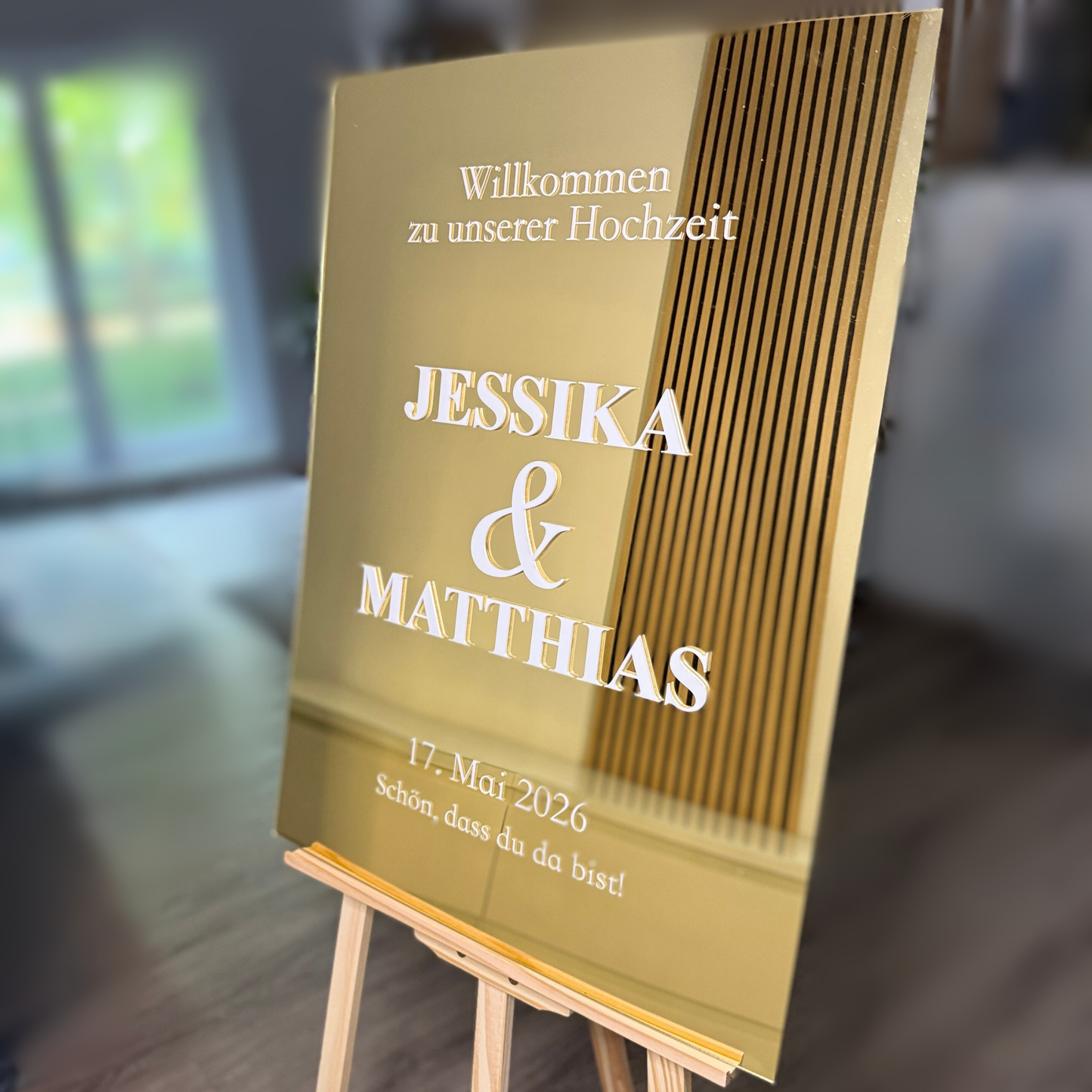 Willkommensschild Hochzeit "London" | Modernes 3D Acrylschild | Hochzeit personalisiert - 80 x 60 cm