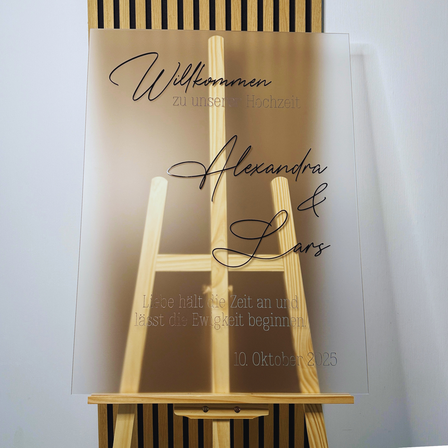 Willkommensschild Hochzeit "Oslo" | Acrylschild mit 3D-Schrift | Modern & minimalistisch - 80 x 60 cm