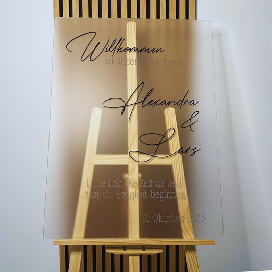 Willkommensschild Hochzeit "Oslo" | Acrylschild mit 3D-Schrift | Modern & minimalistisch - 80 x 60 cm