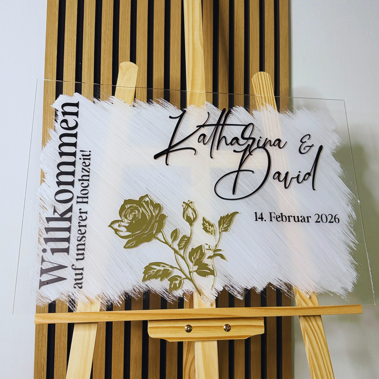 Willkommensschild Hochzeit Acryl 3D – verspielt Design „Wien“ - 80 x 60 cm