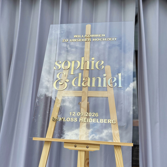Willkommensschild Hochzeit Rom | 3D Acrylschild personalisiert | Elegant & klassisch - 80 x 60 cm