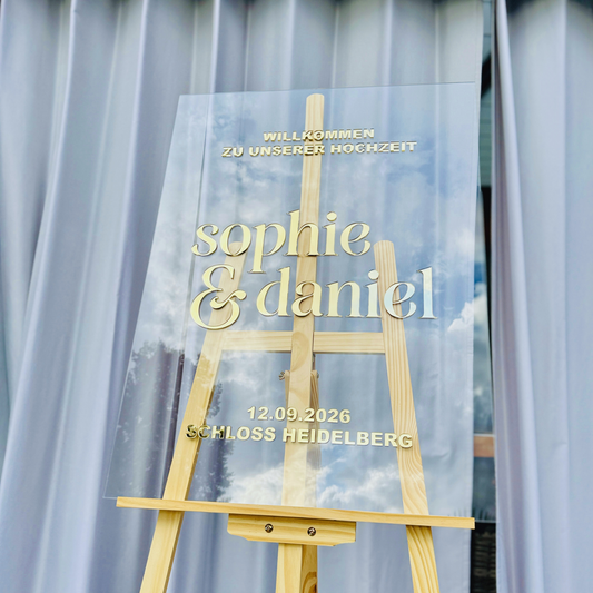 Willkommensschild Hochzeit Rom | 3D Acrylschild personalisiert | Elegant & klassisch - 80 x 60 cm