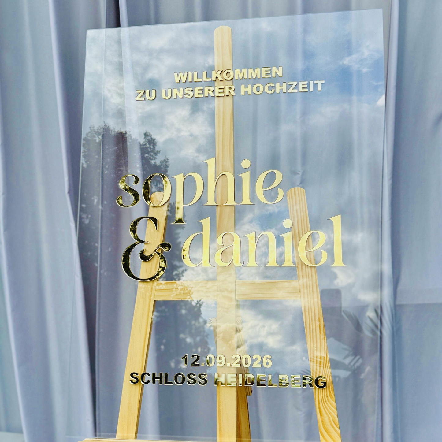 Willkommensschild Hochzeit Rom | 3D Acrylschild personalisiert | Elegant & klassisch - 80 x 60 cm