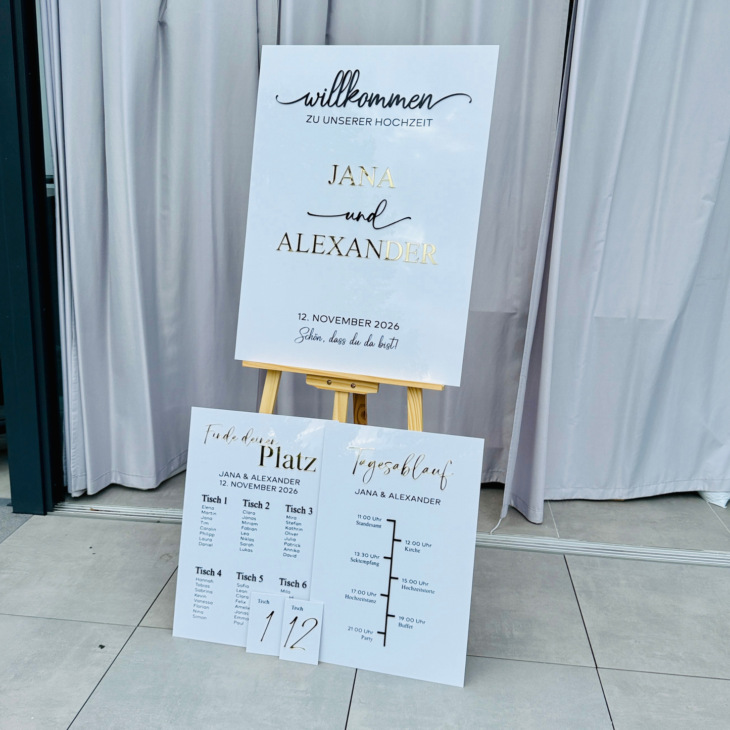 Willkommensschild Hochzeit "Paris" Acryl 3D – Elegantes Design - 80 x 60 cm