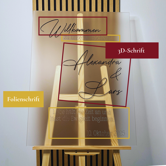 Willkommensschild Hochzeit "Oslo" | Acrylschild mit 3D-Schrift | Modern & minimalistisch - 80 x 60 cm