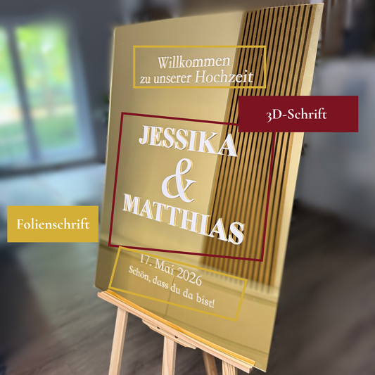 Willkommensschild Hochzeit "London" | Modernes 3D Acrylschild | Hochzeit personalisiert - 80 x 60 cm