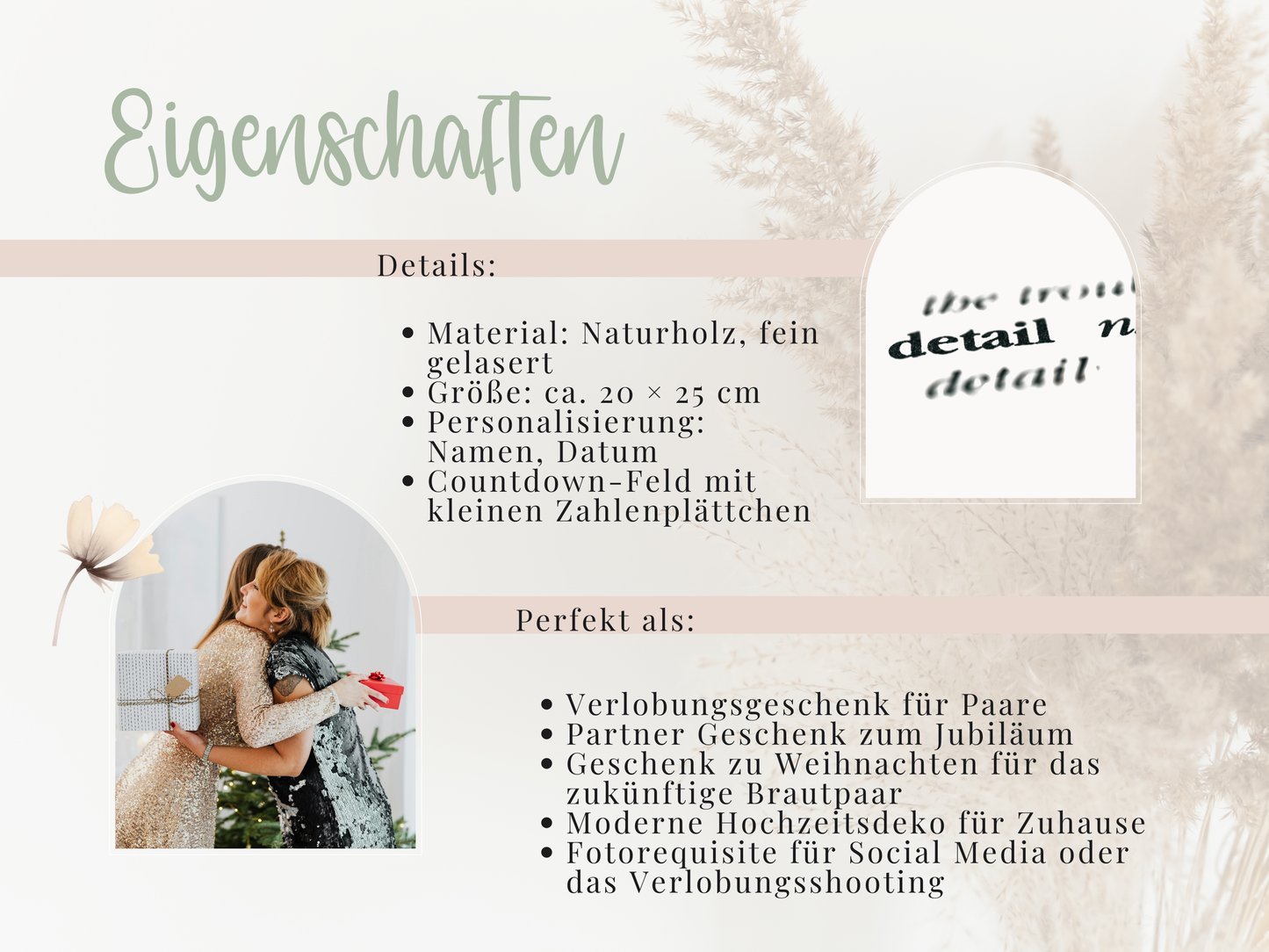 Personalisierter Hochzeits-Countdown aus Holz – Verlobungsgeschenk & Partner Geschenk
