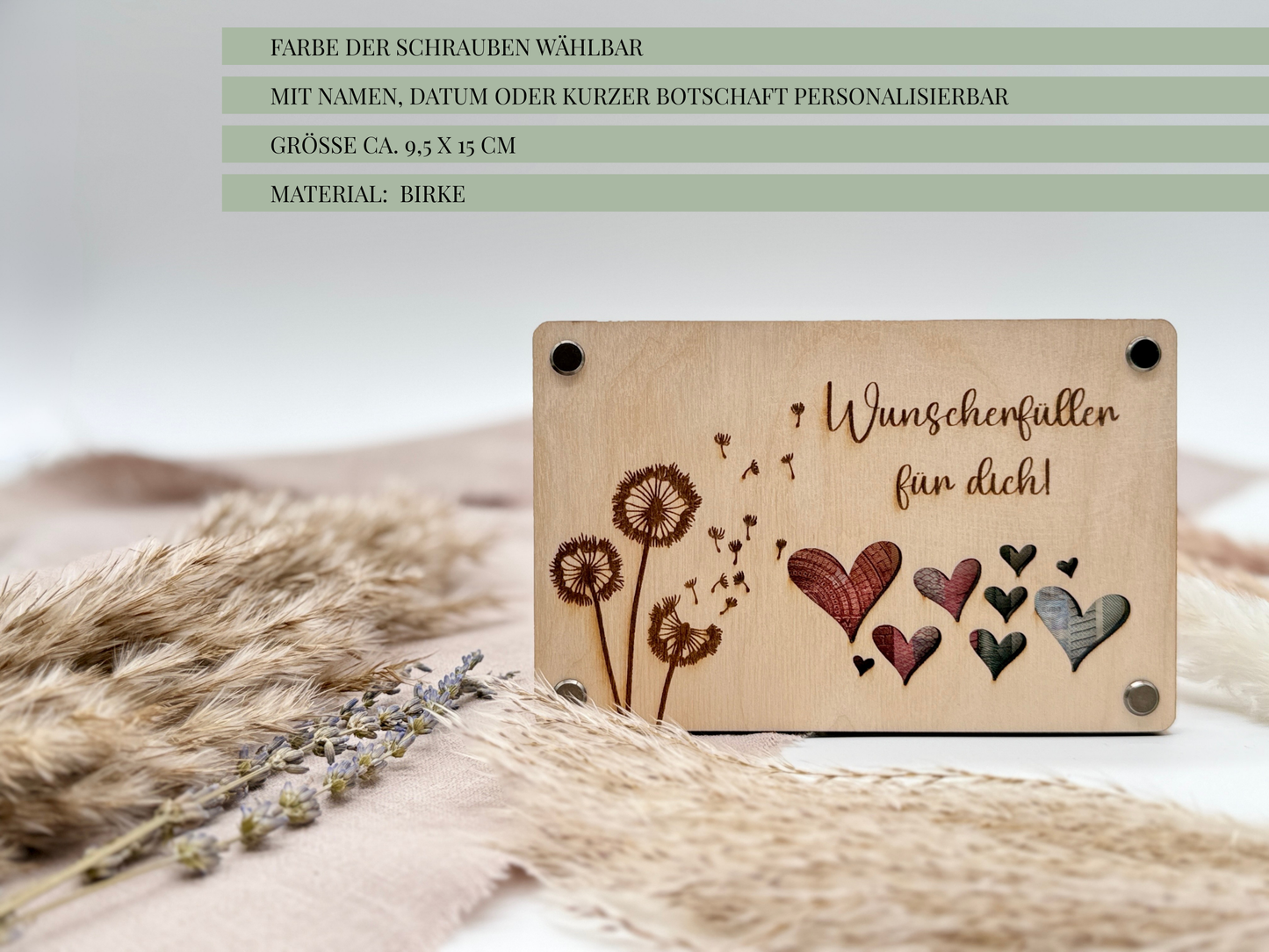 Geldgeschenk „Wunscherfüller“ – Personalisiertes Wunscherfüller-Geschenk aus Holz