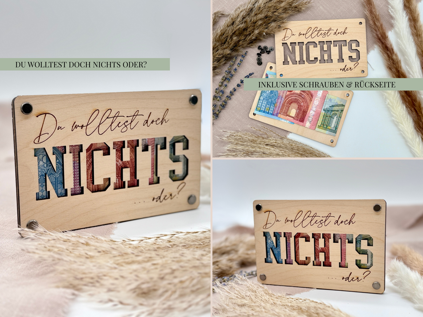 Geldgeschenk „Du wolltest doch nichts, oder?“ – Lustiges Geschenk aus Holz