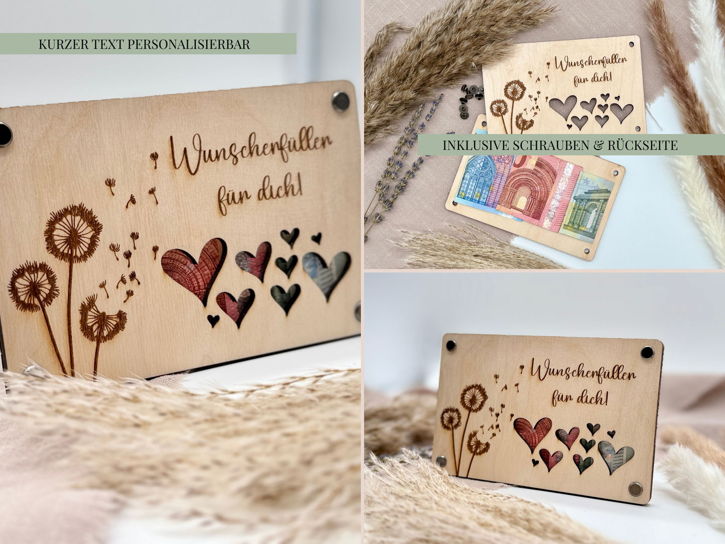 Geldgeschenk „Wunscherfüller“ – Personalisiertes Wunscherfüller-Geschenk aus Holz