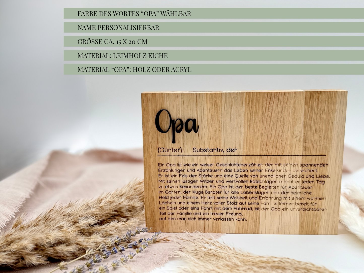 Holzschild „Opa“ – Personalisiertes Geschenk & emotionale Überraschung zur Schwangerschaft