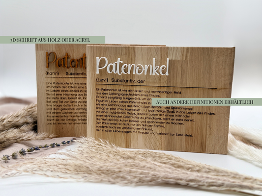 Holzschild „Patenonkel“ – Personalisiertes Geschenk zur Taufe & Überraschung zur Patenschaft