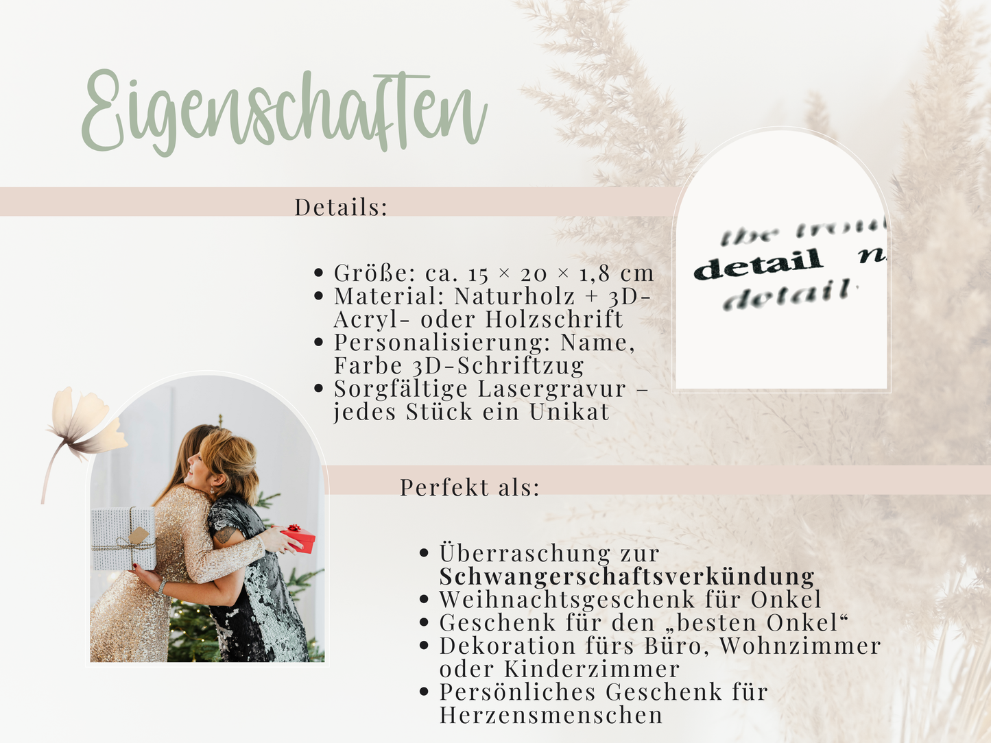 Holzschild „Onkel“ – Personalisiertes Geschenk & emotionale Überraschung zur Schwangerschaft