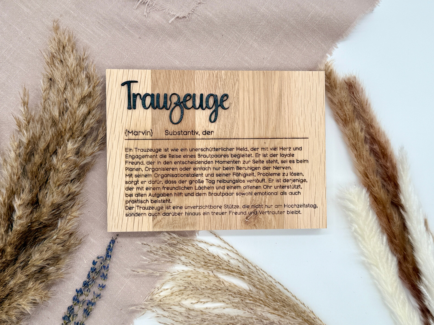 Holzschild „Trauzeuge“ – Personalisiertes Geschenk & besondere Frage zur Hochzeit
