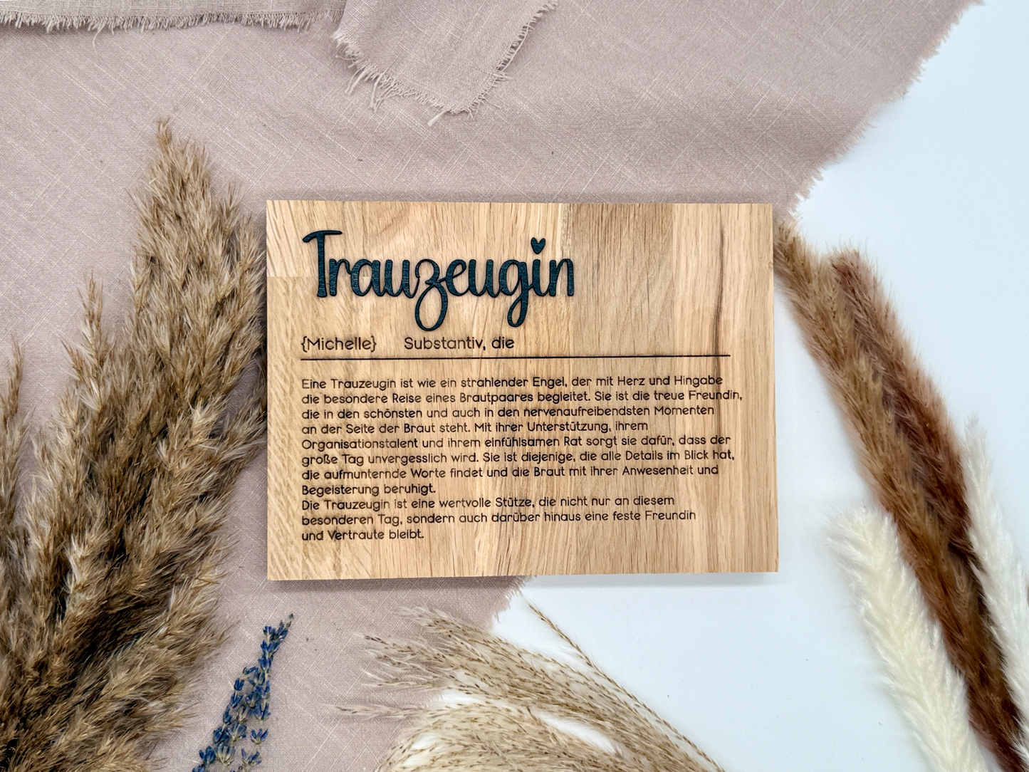 Holzschild „Trauzeugin“ – Personalisiertes Geschenk & besondere Frage zur Hochzeit