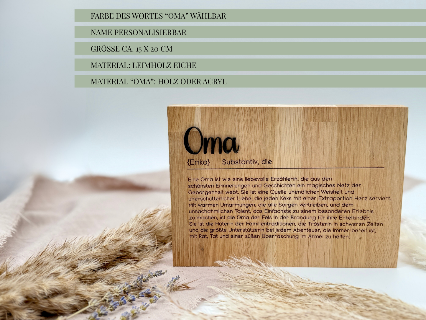 Holzschild „Oma“ – Personalisiertes Geschenk & emotionale Überraschung zur Schwangerschaft