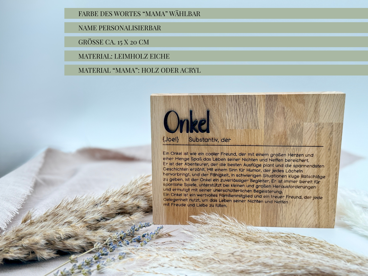 Holzschild „Onkel“ – Personalisiertes Geschenk & emotionale Überraschung zur Schwangerschaft
