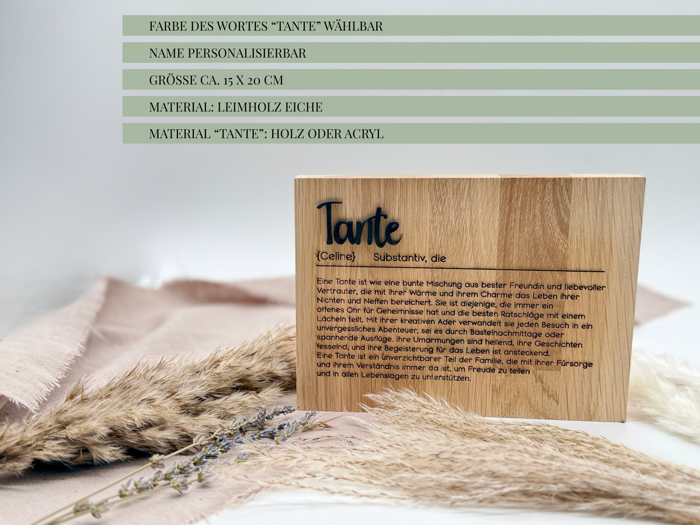 Holzschild „Tante“ – Personalisiertes Geschenk & emotionale Überraschung zur Schwangerschaft