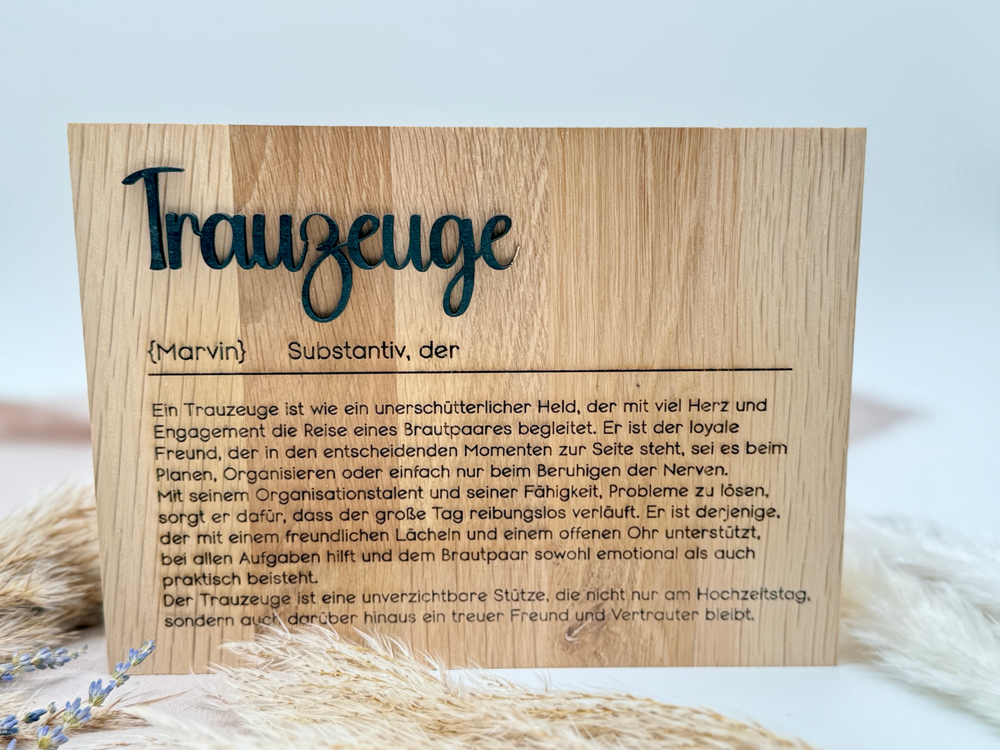 Holzschild „Trauzeuge“ – Personalisiertes Geschenk & besondere Frage zur Hochzeit