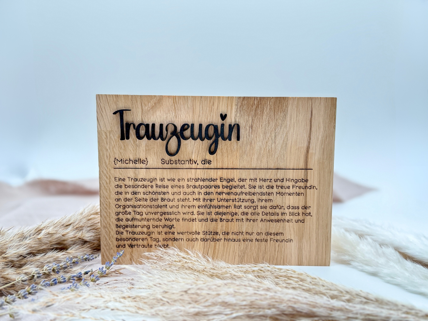 Holzschild „Trauzeugin“ – Personalisiertes Geschenk & besondere Frage zur Hochzeit
